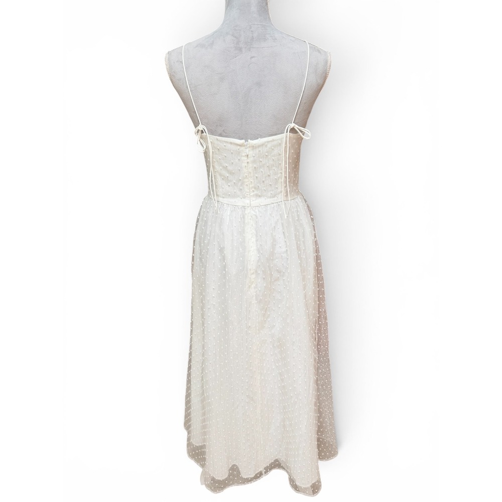 Reformation Midi Dress Womens 8 White Swiss Dot Tulle Bustier Romantic Fairycore - Picture 6 of 8